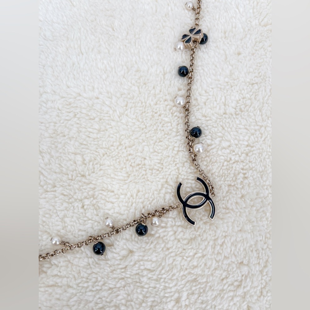 Authentic CHANEL Enamel, Faux Pearl & Resin 100th Anniversary Station Necklace - Picture 12 of 12